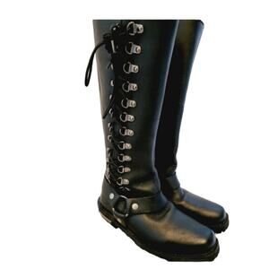 MILWAUKEE LEATHERBLACK LACE UP MOTORCYCLE BOOTS SIZE 6.5